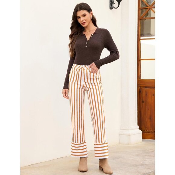 Women’s Wide Leg Jeans Stretchy Denim High Waist Casual Pockets Trendy - Picture 5 of 7